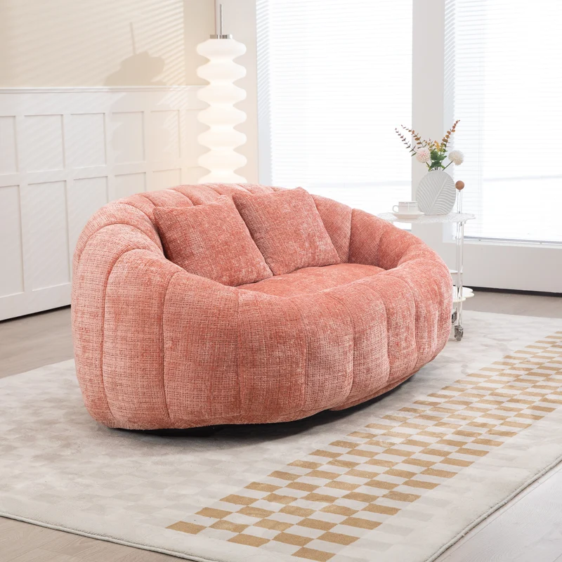 Canapé 2 places en chenille gris, grand fauteuil relax, 2 coussins 150x95x63cm INFINITELIRA