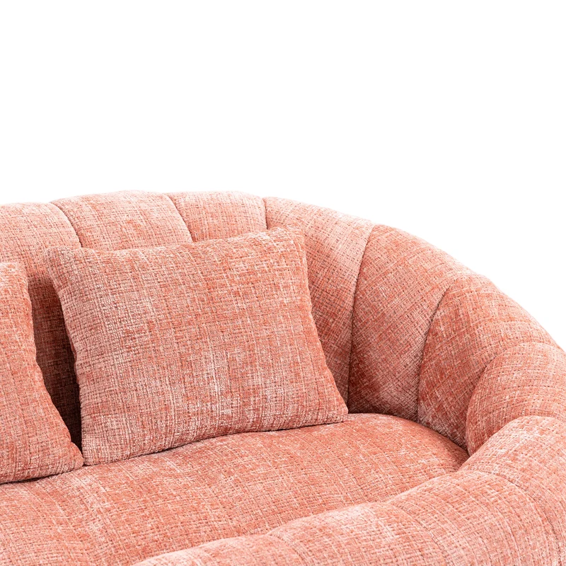 Canapé 2 places en chenille gris, grand fauteuil relax, 2 coussins 150x95x63cm INFINITELIRA