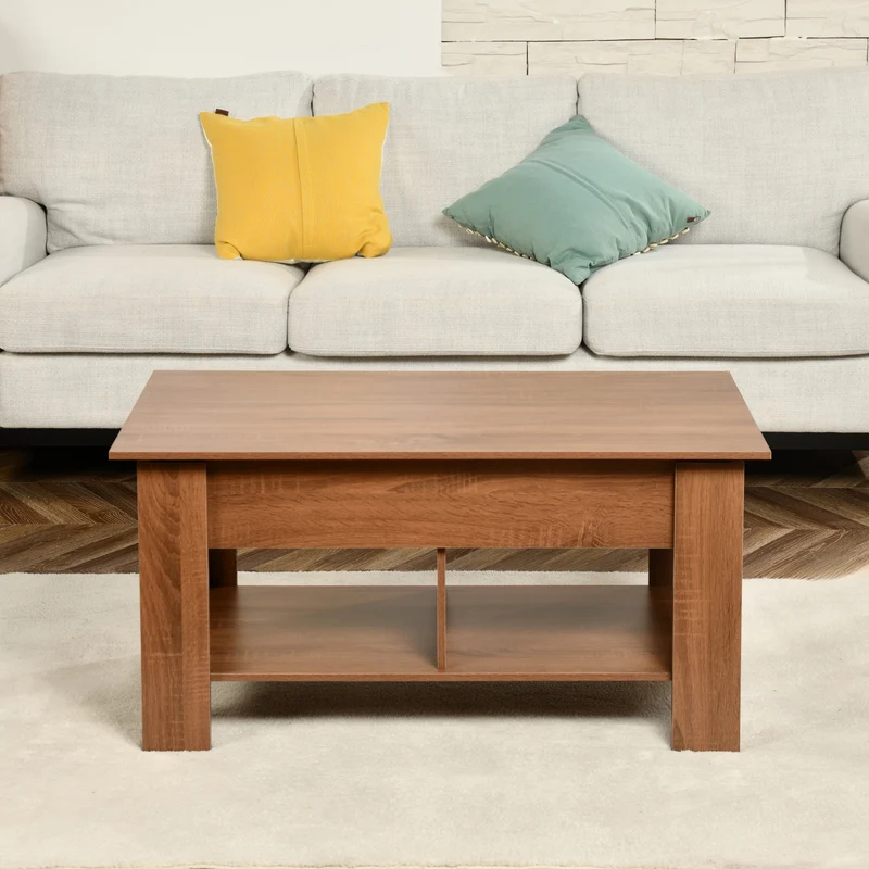 Table basse avec plateau relevable effet bois et marron 96*50 ELOT BROWN 96