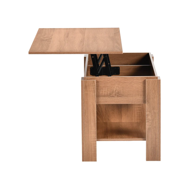 Table basse avec plateau relevable effet bois et marron 96*50 ELOT BROWN 96