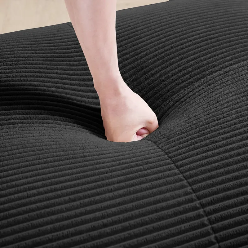 Canapé fauteuil modulable sans accoudoirs en velours côtelé noir 90x103cm NOVAAERO