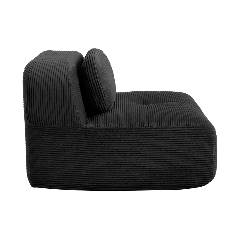 Canapé fauteuil modulable sans accoudoirs en velours côtelé noir 90x103cm NOVAAERO