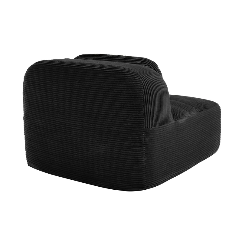 Canapé fauteuil modulable sans accoudoirs en velours côtelé noir 90x103cm NOVAAERO
