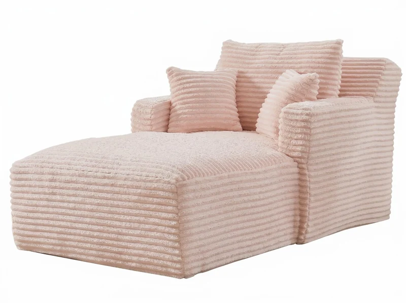 Canapé méridienne lit modulable en velours côtelé rose, sans montage MOMENTUMZYN
