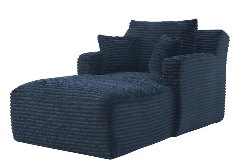 Canapé méridienne lit modulable en velours côtelé bleu, sans montage MOMENTUMLIRA