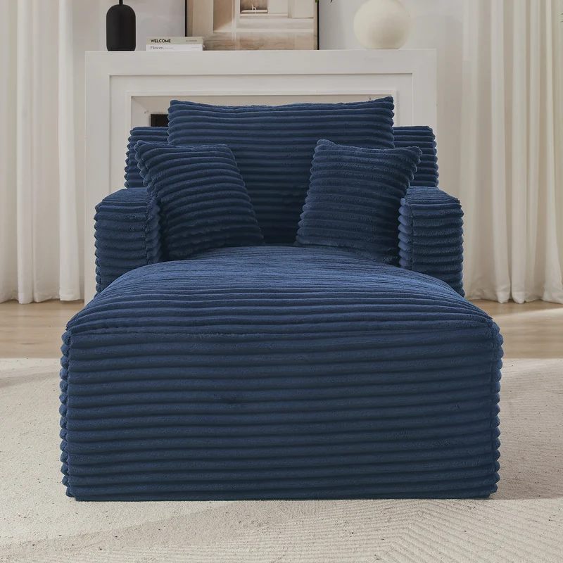 Canapé méridienne lit modulable en velours côtelé bleu, sans montage MOMENTUMLIRA