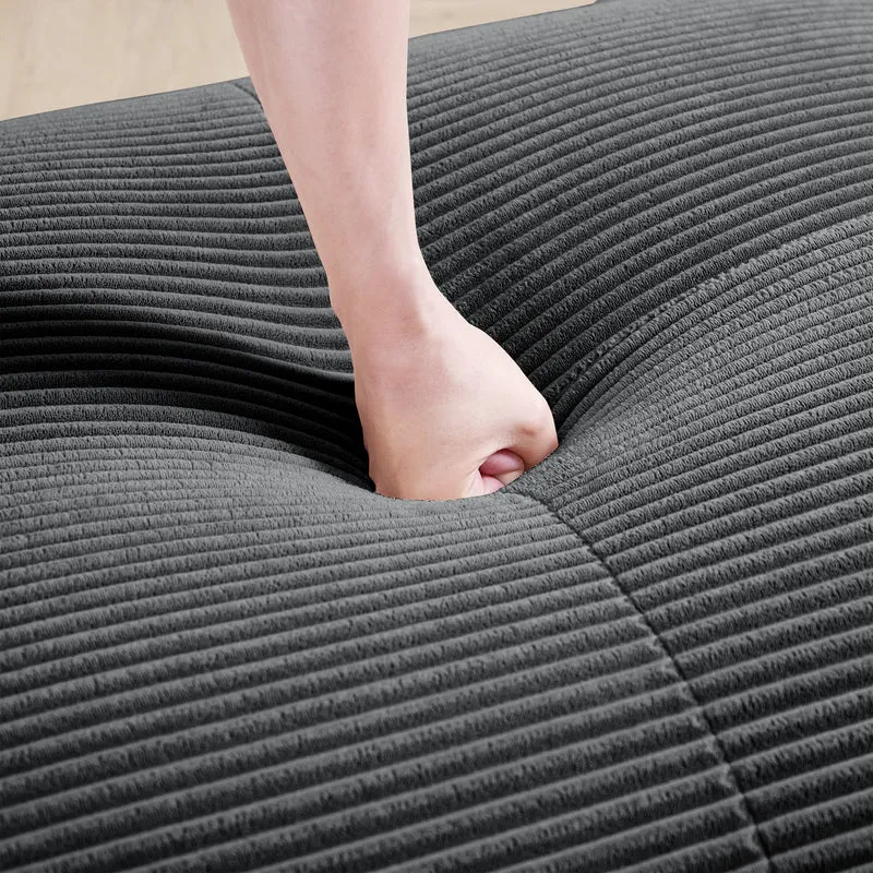 Canapé 2 places loveseat modulable en velours côtelé gris avec accoudoirs courbés, confort premium, sans montage NOVAMEK