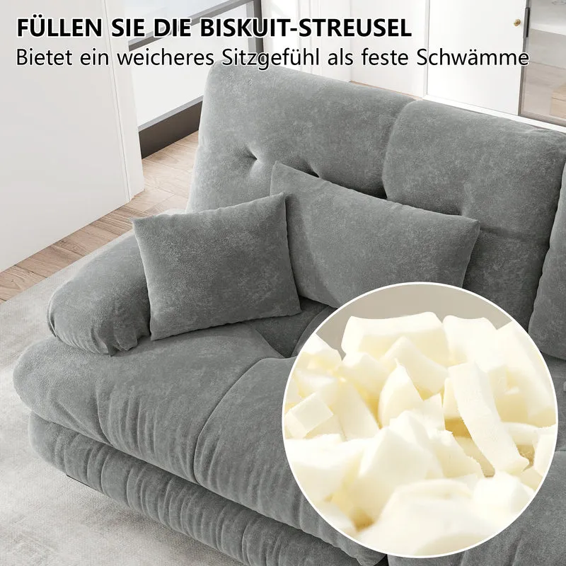 Canapé 3 places modulable en chenille gris avec coussins 220 cm NEXUSZYN