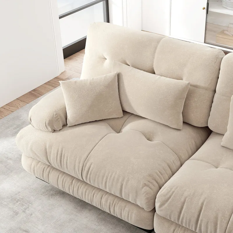 Canapé 3 places modulable en chenille beige avec coussins 220 cm NEXUSREX