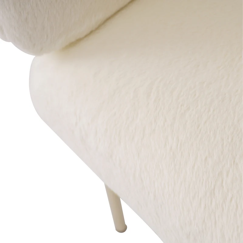 Chaise de salle à manger tissu bouclé beige, avec pieds métalliques dorés PETALVEIN