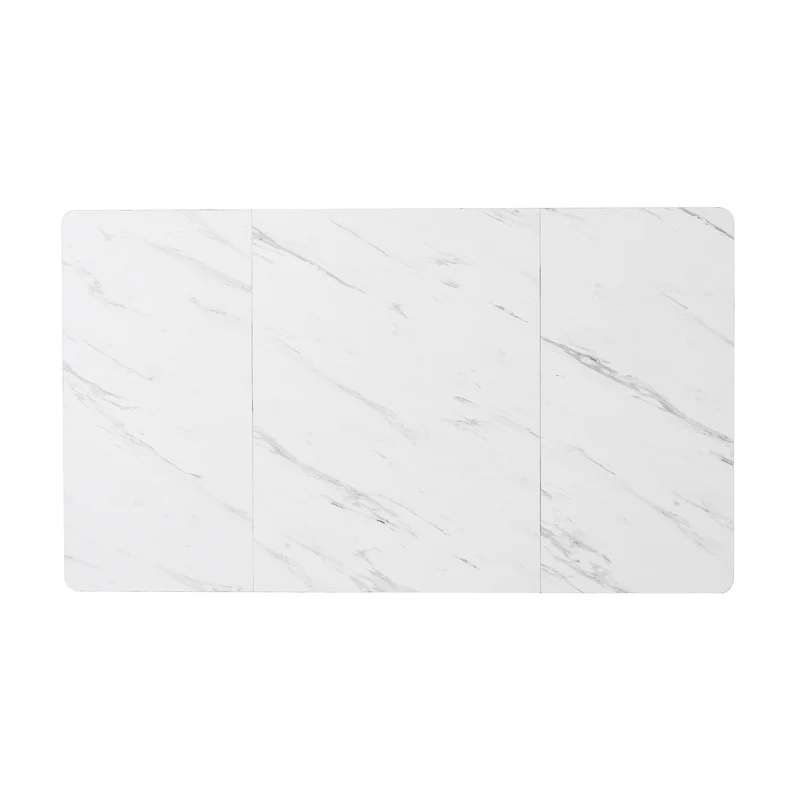 Table à manger rectangulaire moderne effet marbre blanc structure en métal noir 140 x 80 cm DRICALS