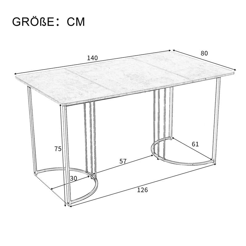 Table à manger rectangulaire moderne effet marbre blanc structure en métal noir 140 x 80 cm DRICALS