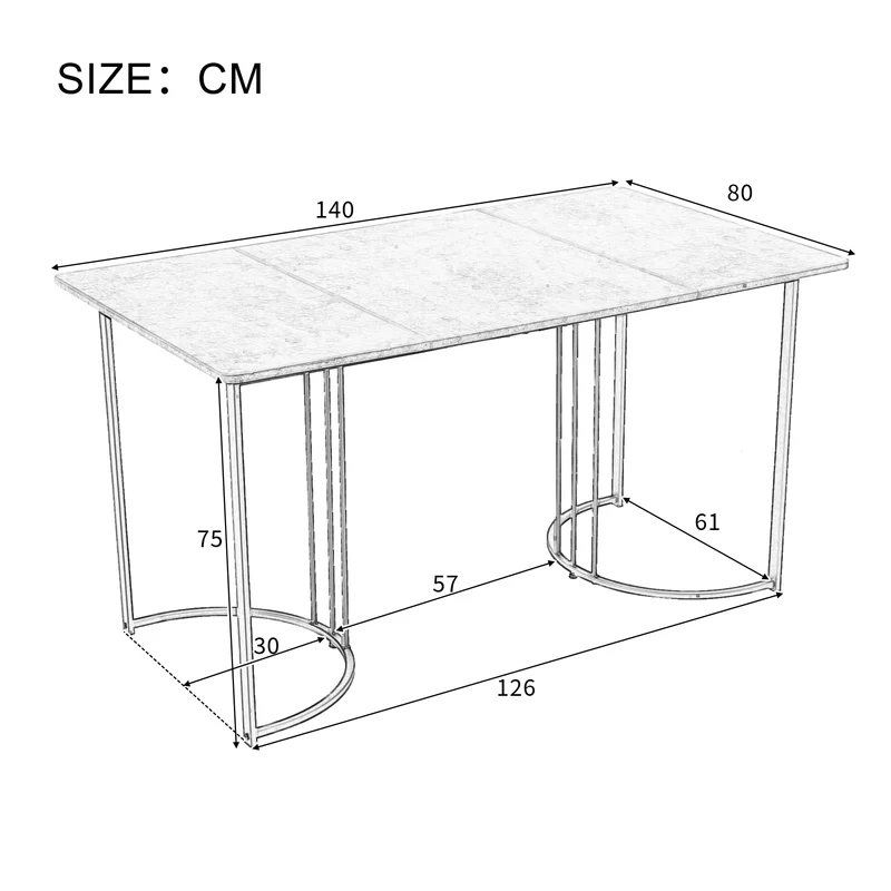 Table à manger rectangulaire moderne effet marbre blanc structure en métal noir 140 x 80 cm DRICALS