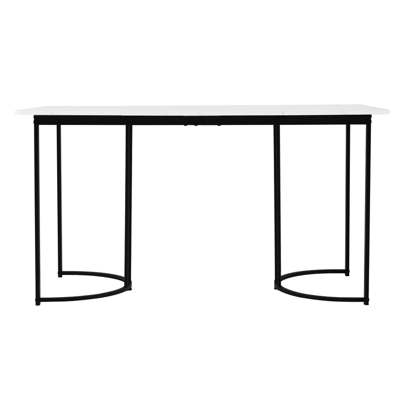 Table à manger rectangulaire moderne effet marbre blanc structure en métal noir 140 x 80 cm DRICALS