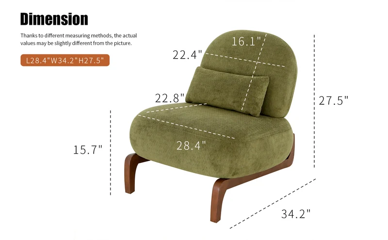 Fauteuil en velours vert olive, pieds en bois massif 86,9x72,1x69,9cm FLAREMEK