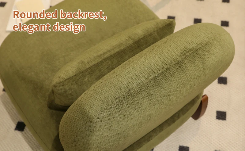 Fauteuil en velours vert olive, pieds en bois massif 86,9x72,1x69,9cm FLAREMEK