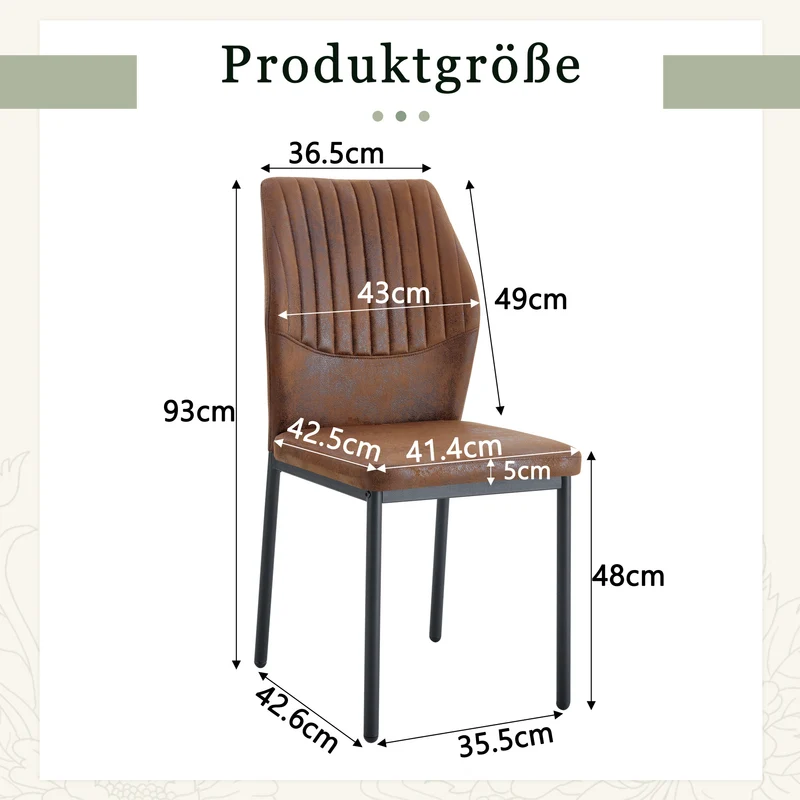 Lot de 4 chaises de salle à manger tissu technique marron, pieds métal noir FLARETHAL