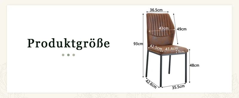 Lot de 4 chaises de salle à manger tissu technique marron, pieds métal noir FLARETHAL