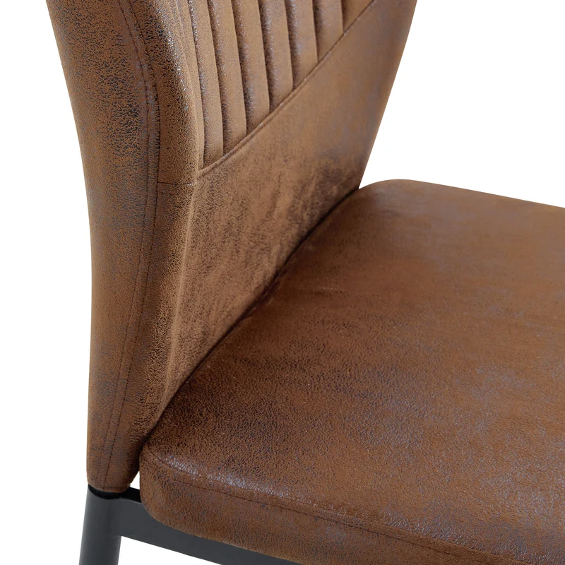 Lot de 4 chaises de salle à manger tissu technique marron, pieds métal noir FLARETHAL