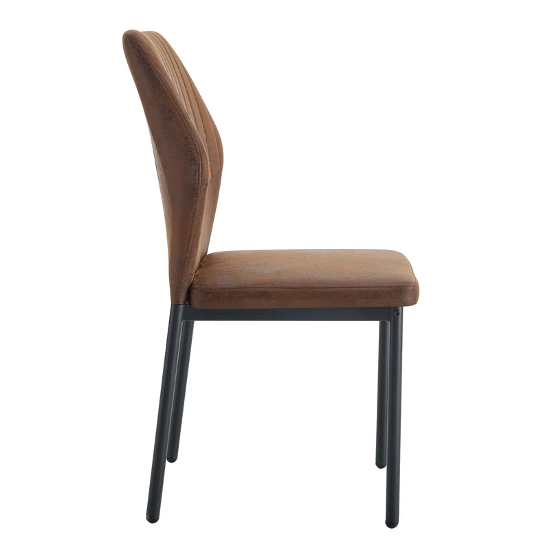 Lot de 4 chaises de salle à manger tissu technique marron, pieds métal noir FLARETHAL
