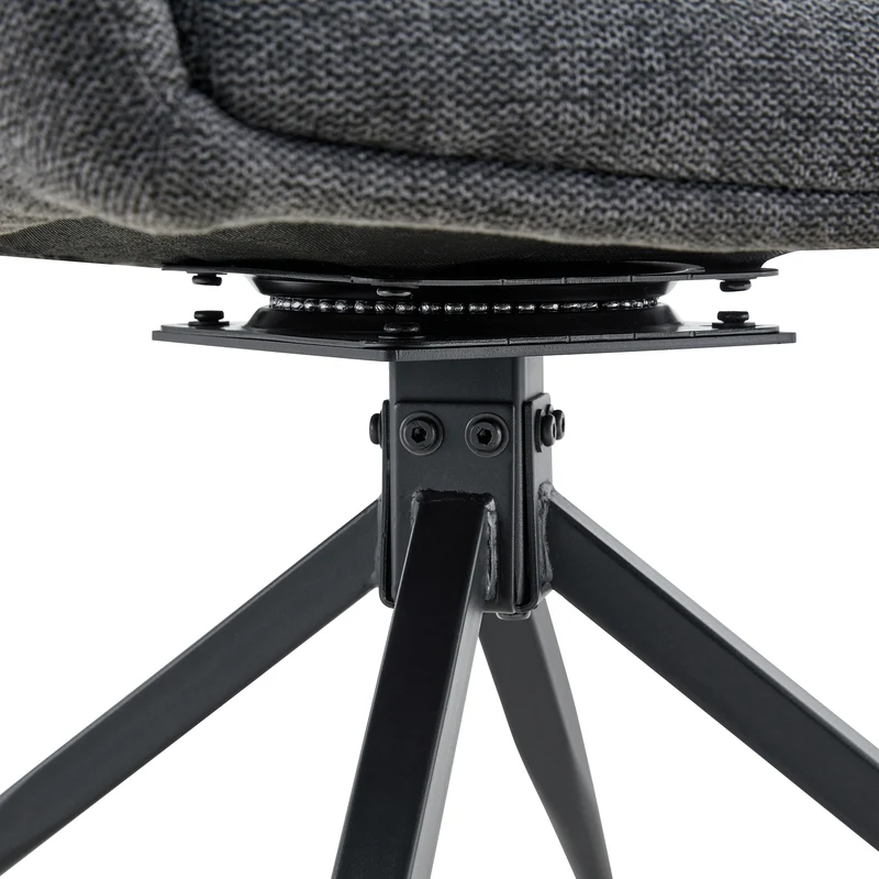 Lot de 2 chaises pivotantes 360° en lin gris foncé et pieds métal noir FLAREVYR