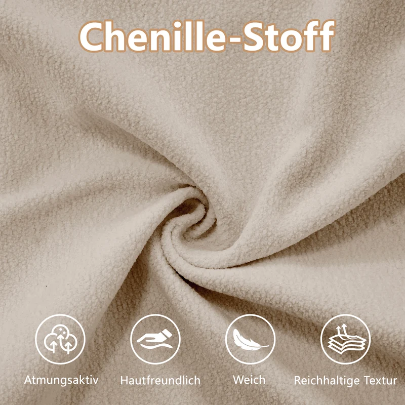 Canapé d'angle 3 places capitonné en chenille beige, avec pouf 313x145cm ELEGANT VASE SET