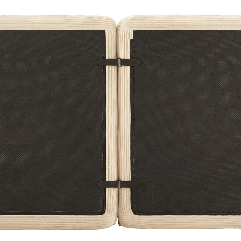 Canapé d'angle modulable 3 places capitonné en velours côtelé beige sans montage FABRIC ORGANIZER