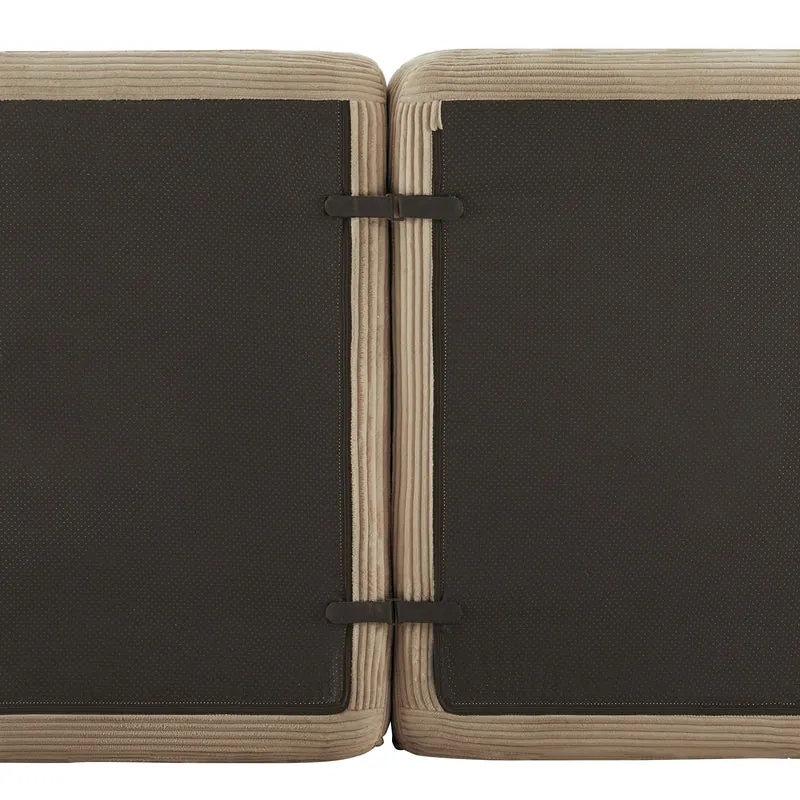 Canapé modulable 3 places capitonné en velours côtelé marron, sans montage FABRIC SOFA