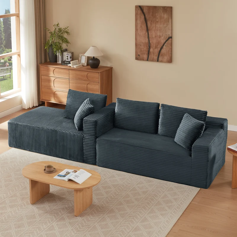 Canapé d'angle modulable 3 places, mousse mémoire, tissu gris foncé MOMENTUMONYX