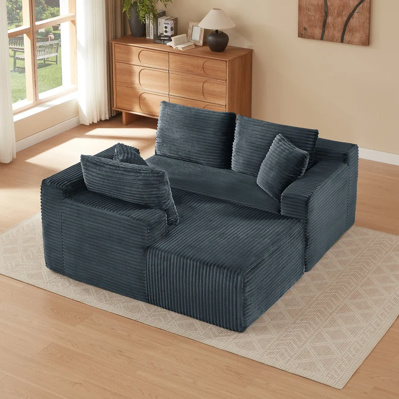 Canapé d'angle modulable 3 places, mousse mémoire, tissu gris foncé MOMENTUMONYX