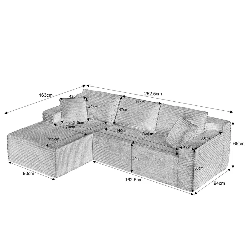 Canapé d'angle modulable 3 places, mousse mémoire, tissu gris foncé MOMENTUMONYX