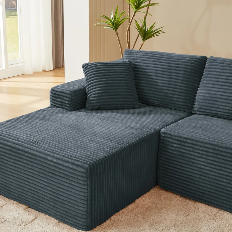 Canapé d'angle modulable 3 places, mousse mémoire, tissu gris foncé MOMENTUMONYX