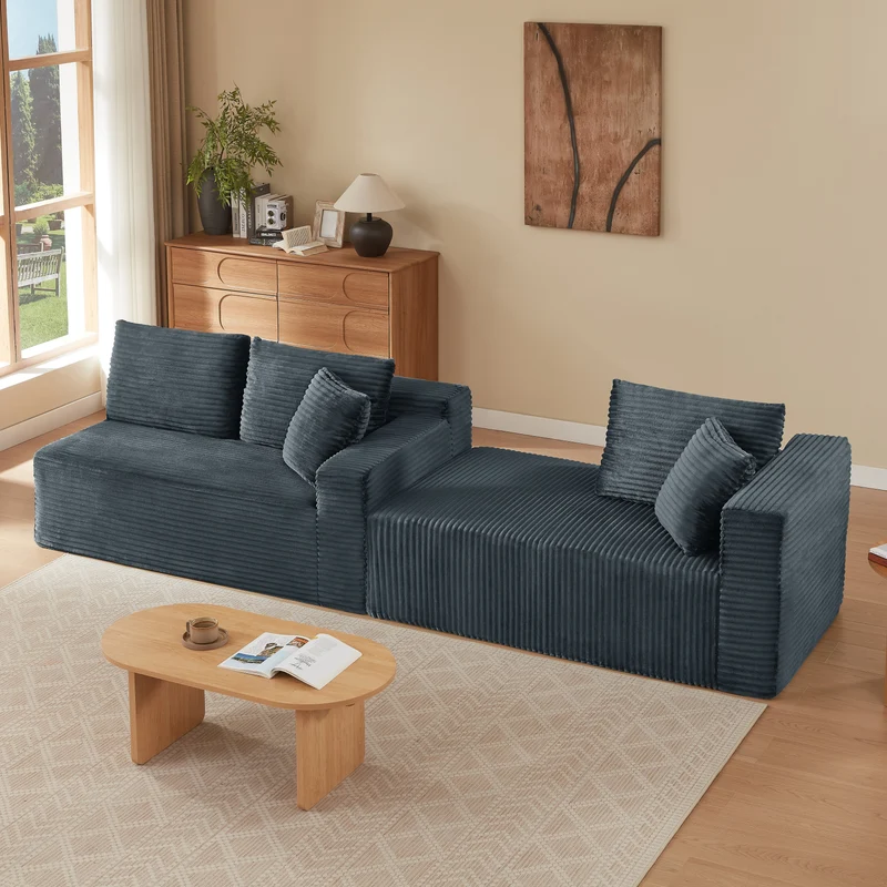 Canapé d'angle modulable 3 places, mousse mémoire, tissu gris foncé MOMENTUMONYX