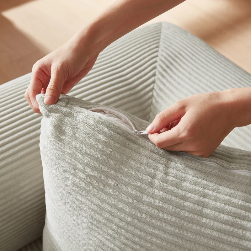 Canapé 3 places modulable convertible sans armature, velours beige, style tatami 195x89x59cm NEXUSLOTH