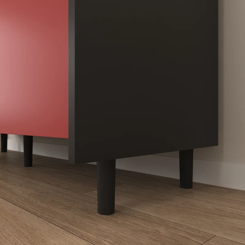Buffet de rangement moderne noir rouge et blanc KHUTS