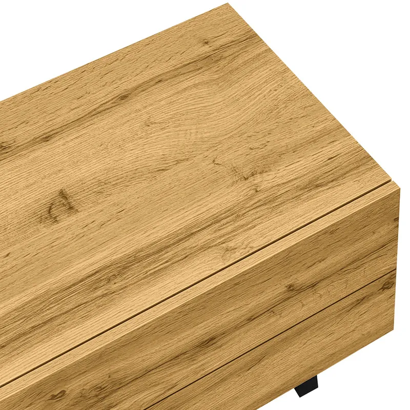 Meuble TV moderne aux couleurs contrastées avec grain de bois et gris 170 cm RIPTIDE