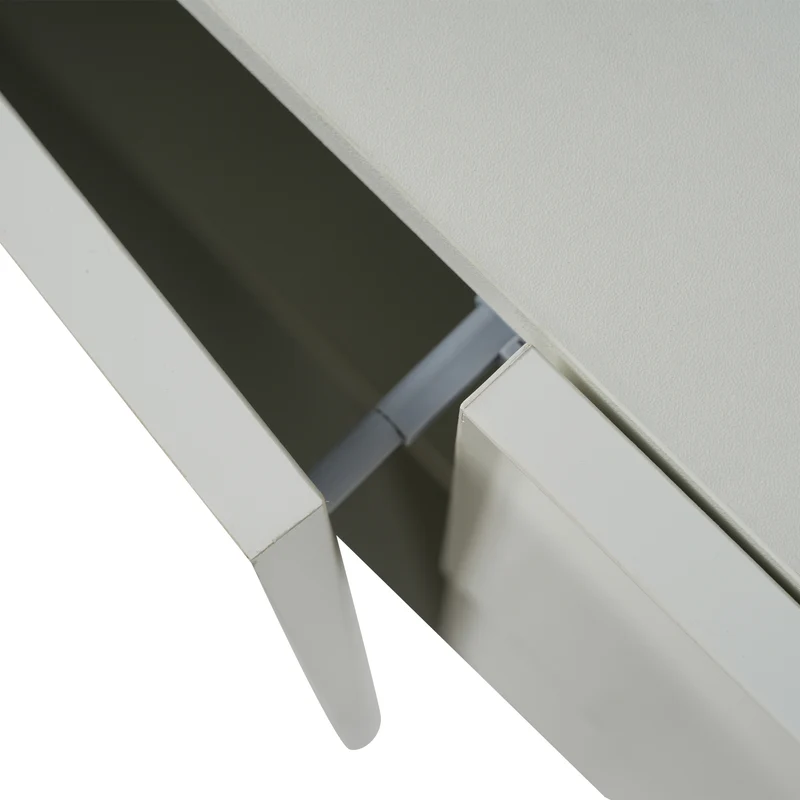 Buffet blanc brillant et effet bois 2 niches 2 tiroirs et 1 porte SHIELNIH
