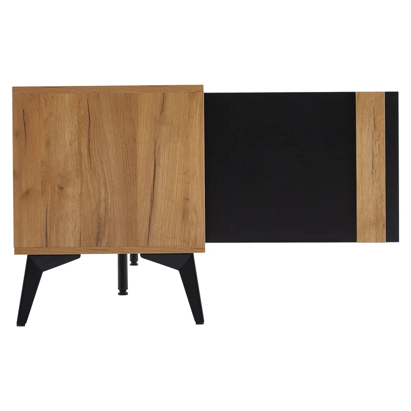 Meuble TV effet bois rustique 3 portes battantes 180*50*40cm ICAN