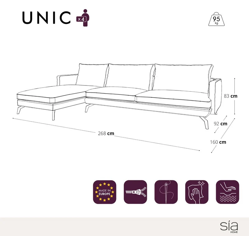 Canapé d'angle gauche UNIC Tissu tramé