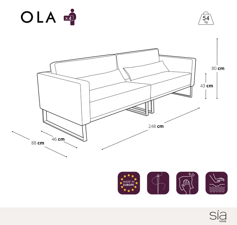 Canapé 4 places OLA Tissu d'extérieur