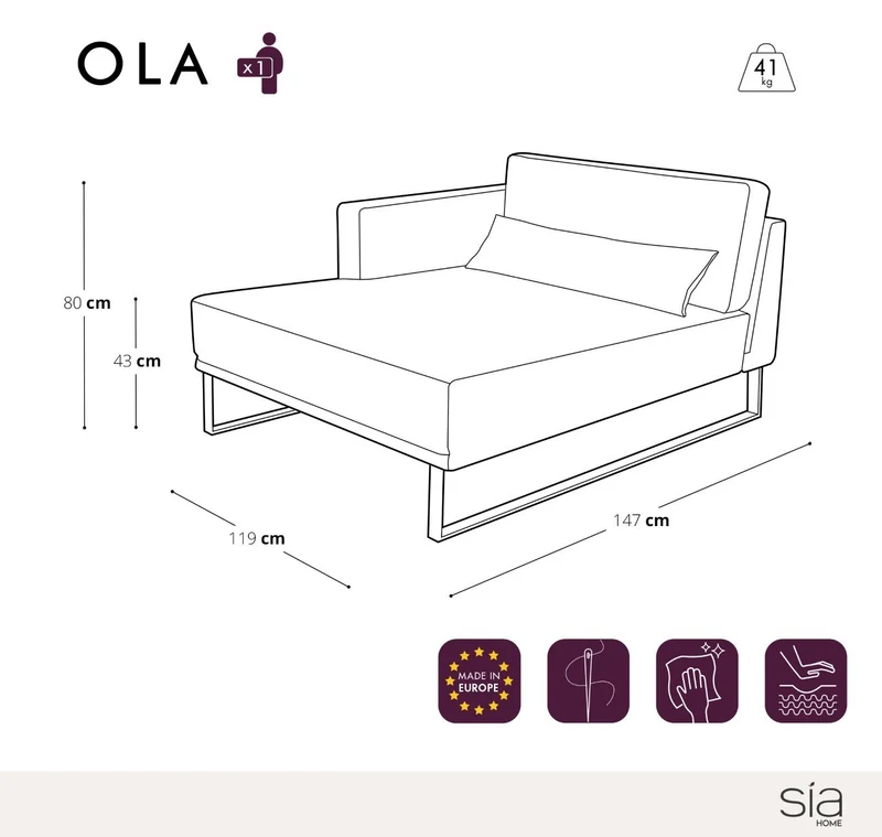 Méridienne gauche OLA Tissu d'extérieur