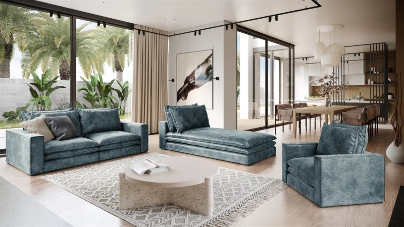 Chaise longue AARON Velours