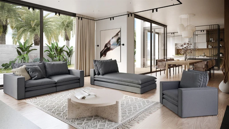 Canapé 4 places AARON Tissu tramé