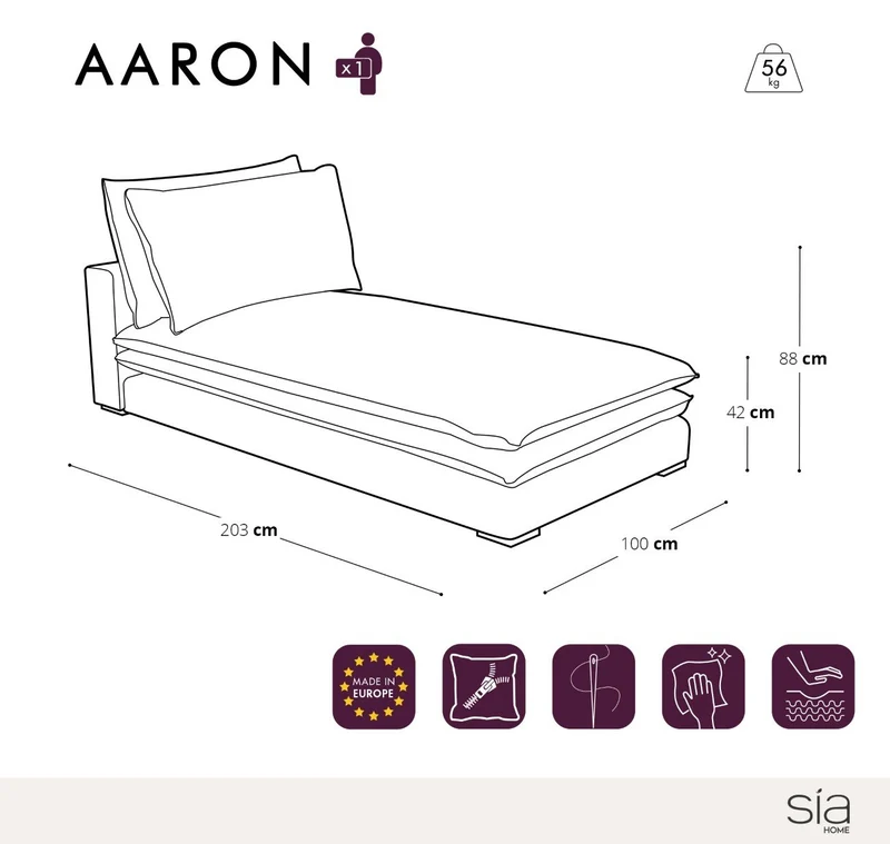 Chaise longue AARON Tissu tramé