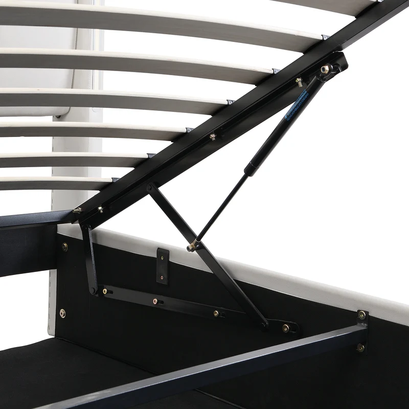 Lit coffre double PU blanc avec éclairage LED, USB et tête de lit réglable (140x200 cm) UDET WHITE DOUBLE