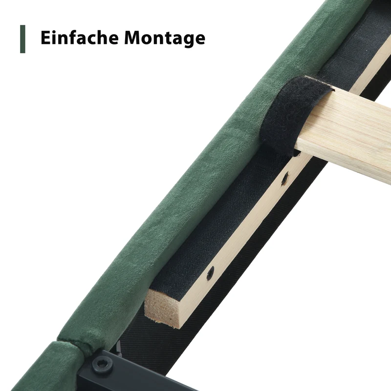 Cadre de lit simple rembourrés velours vert foncé (90*200cm) TAXOL