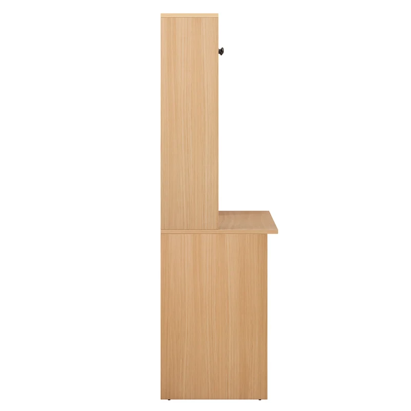 Bureau effet bois avec étagère rangement tablette rétractable 110*55*180cm ACIL