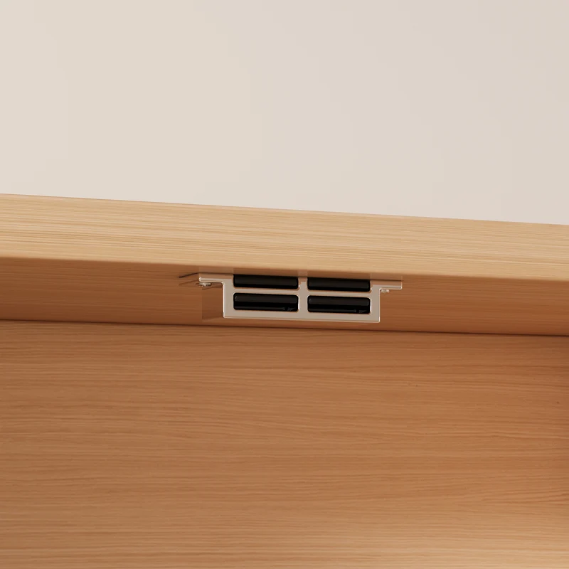 Bureau effet bois avec étagère rangement tablette rétractable 110*55*180cm ACIL