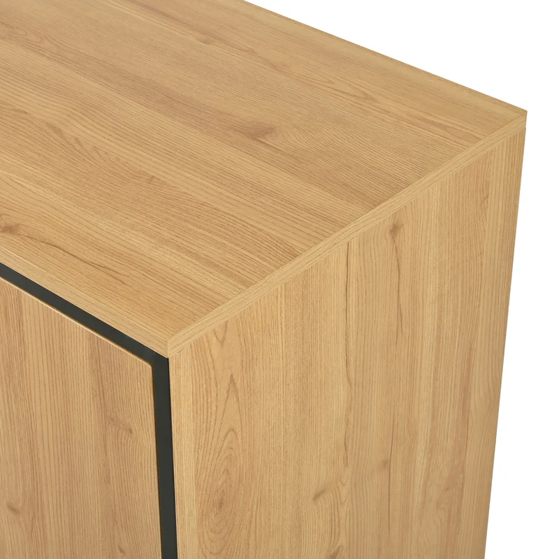 Buffet effet bois et noir 3 tiroirs, 3 niches et 2 portes avec éclairage LED UVAT