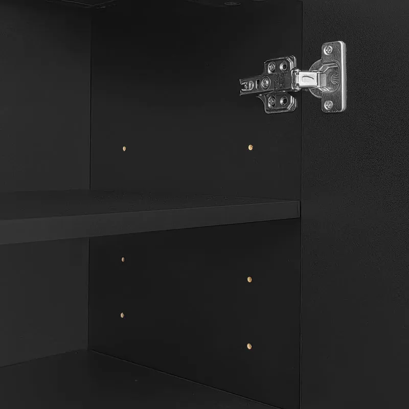 Buffet noir texturé avec détails dorés 2 tiroirs 2 portes SHEZA